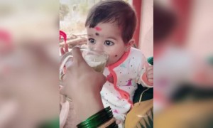 उसाच्या रसाची चव पहिल्यांदा चाखताना या सात महिन्याच्या बाळाची प्रतिक्रिया नक्की बघा!