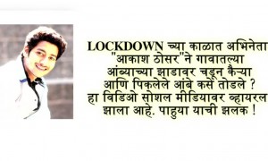 लॉकडाउन च्या काळात अभिनेता 